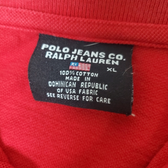 Vintage Polo Jeans Co Red Short Sleeve Polo Shirt Men's Size XL USA 100% Cotton - Picture 3 of 9